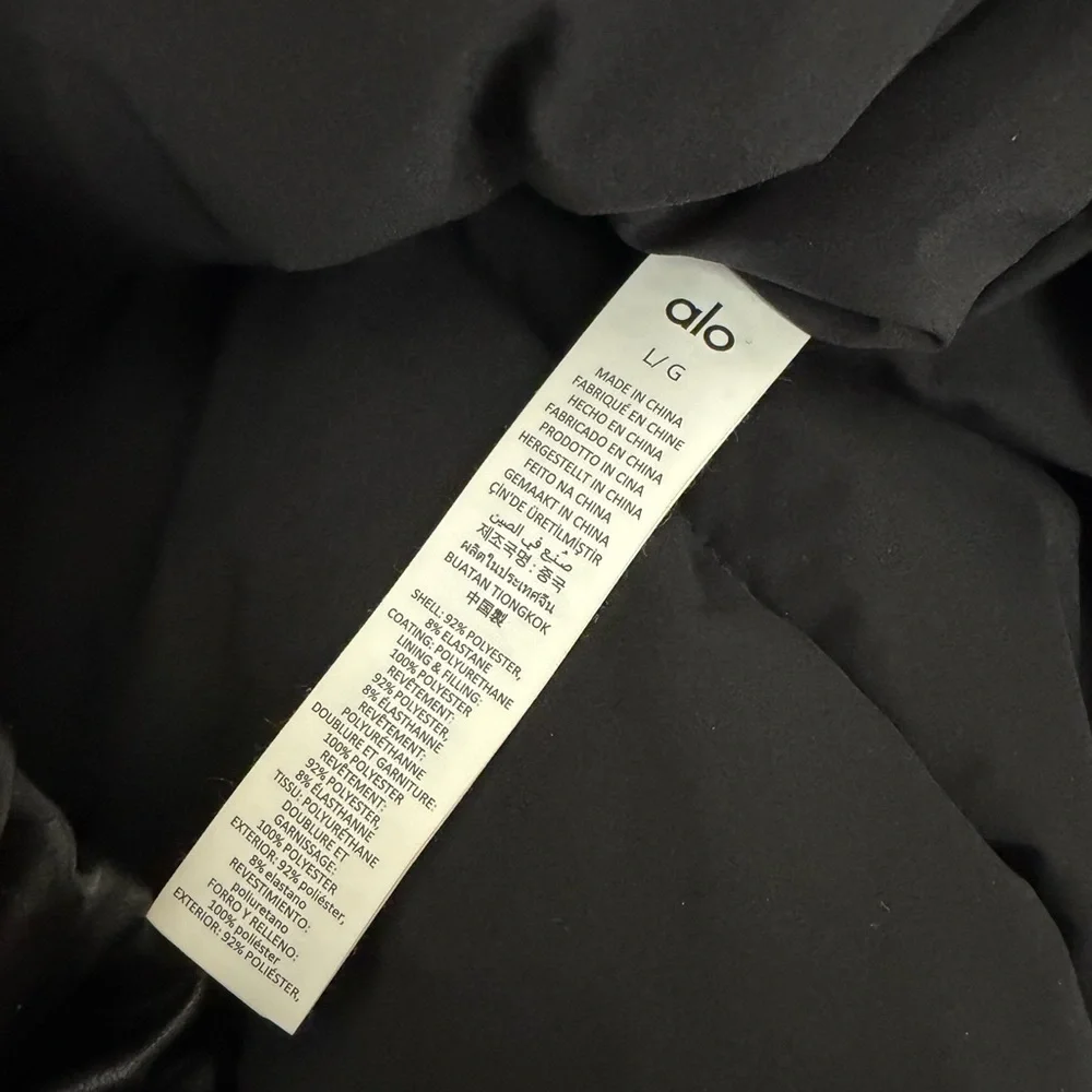 Alo Black Oversized Faux Leather Premier Bomber Jacket